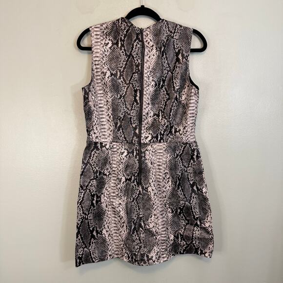 French Connection Mini Dress Womens 10 Gray Snakeskin Animal Print Sleeveless - Picture 2 of 7